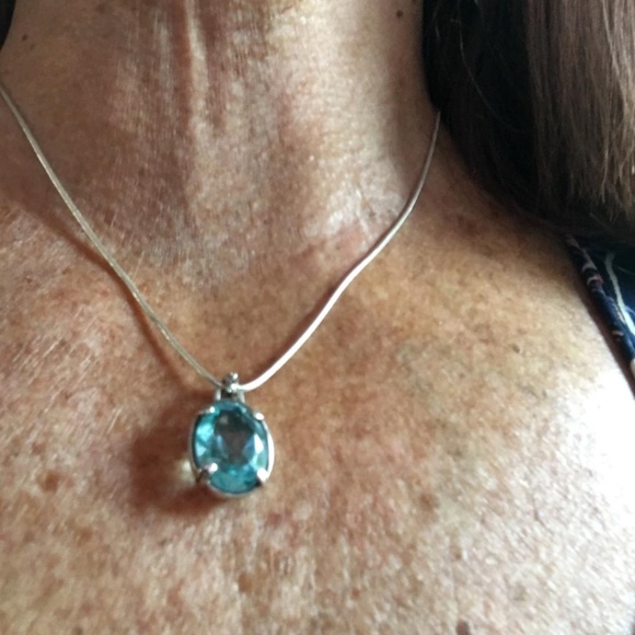 Silpada Sterling Silver Aqua Glass Necklace